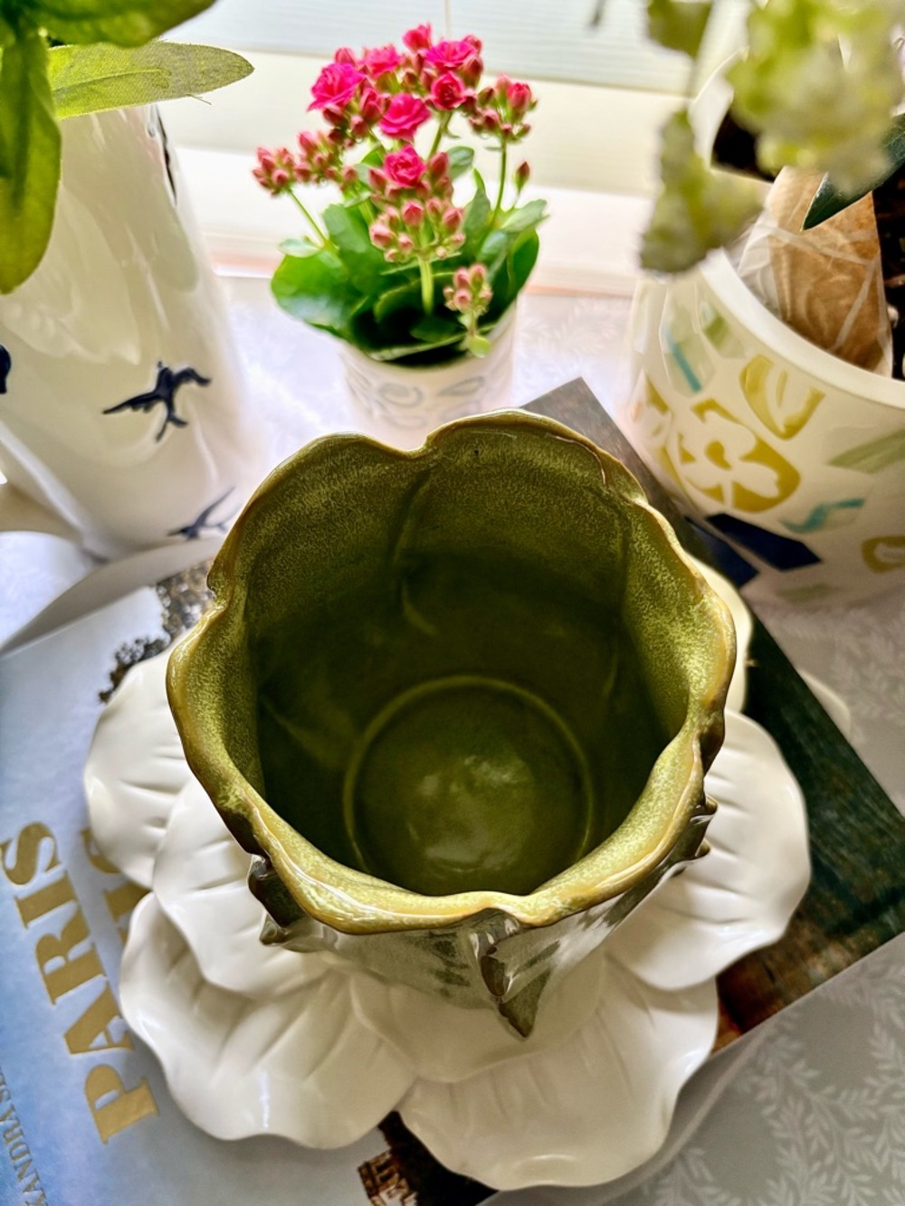 Anthropologie Olive 🫒 Green Ceramic Vase (6”) - Picture 2 of 6